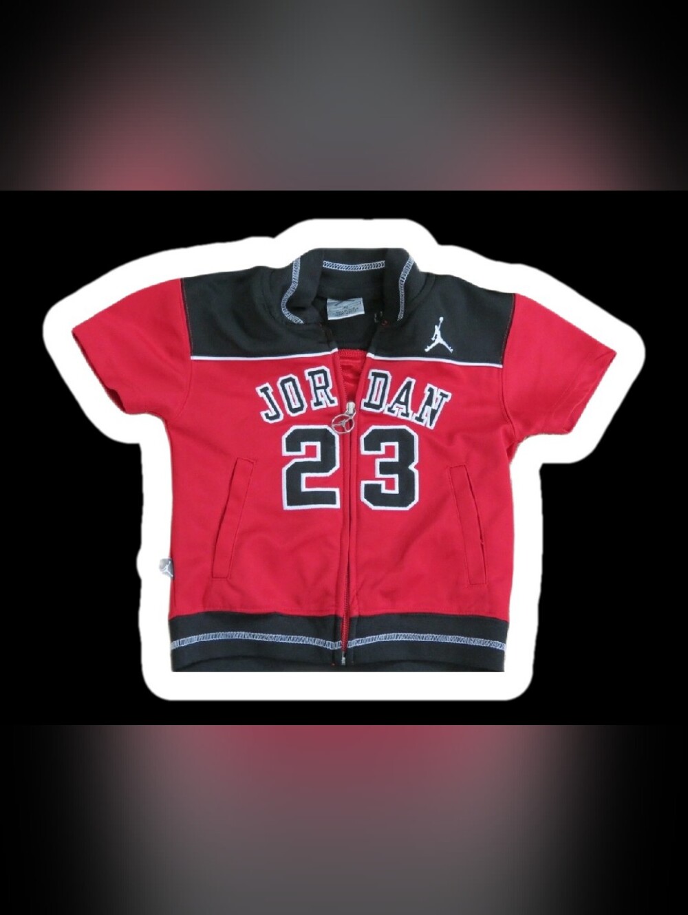 Jordan Red and Black 23 Zip Front Kids Shirt